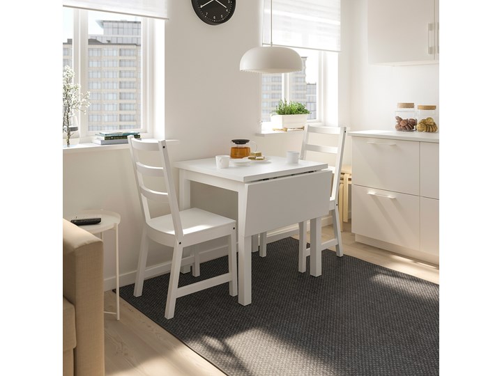 IKEA NORDVIKEN / NORDVIKEN Stół i 2 krzesła, biały/biały, 74/104x74 cm Pomieszczenie Jadalnia