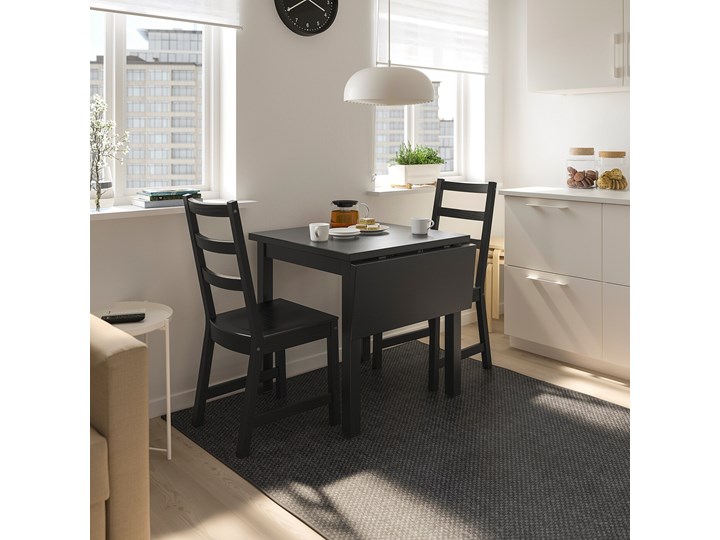 IKEA NORDVIKEN Stół z opuszcz blatem, Czarny, 74/104x74 cm Długość 104 cm Drewno Kategoria Stoły kuchenne