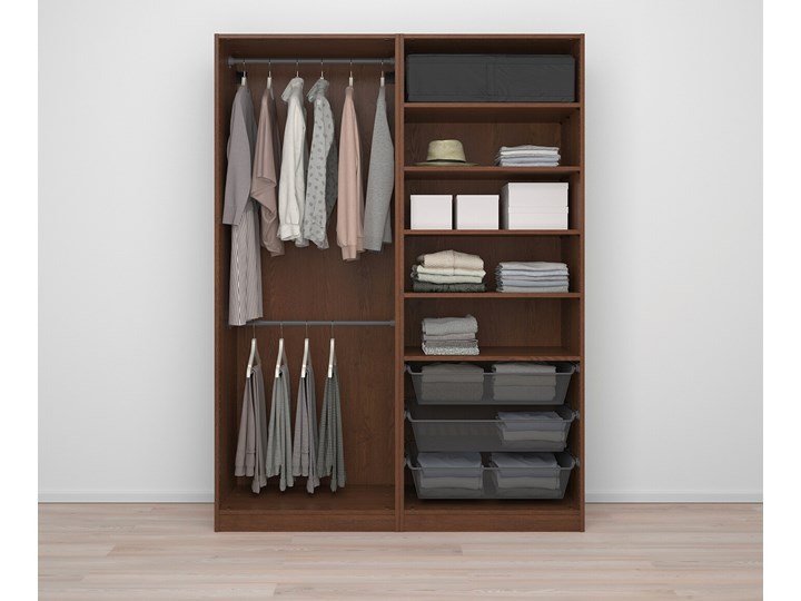 IKEA PAX Szafa, Hasvik/imitacja okleiny bejc na brąz, 150x66x201 cm Płyta laminowana Rodzaj drzwi Przesuwne Typ Modułowa