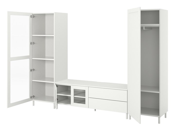 PLATSA Kombinacja TV/szafki 4 drzwi+2 szu Kolor Biały