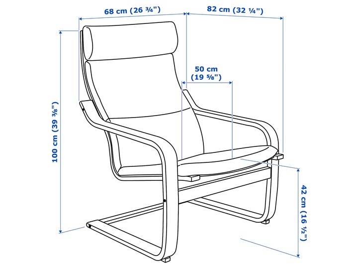 IKEA POÄNG Fotel, czarnybrąz/Hillared beżowy, Szerokość: 68 cm Tworzywo sztuczne Drewno Fotel z podnóżkiem Pomieszczenie Salon Kategoria Fotele do salonu