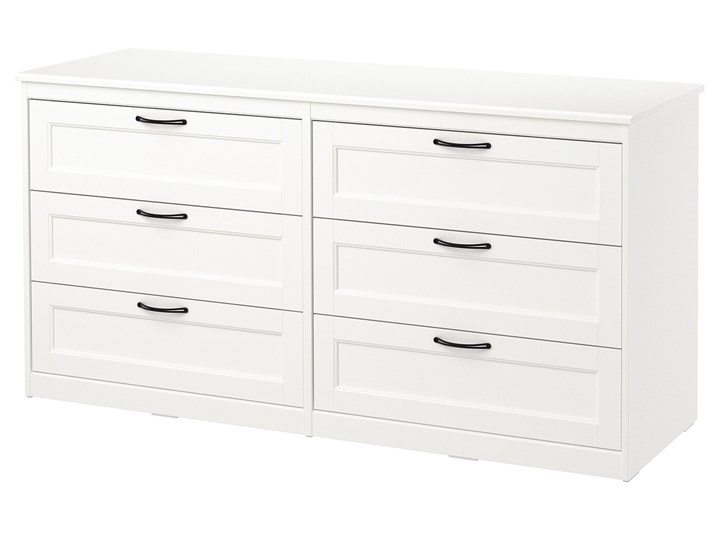 SONGESAND Komoda, 6 szuflad Wysokość 81 cm Szerokość 161 cm Głębokość 50 cm Z szufladami Głębokość 40 cm Kolor Biały Styl Klasyczny