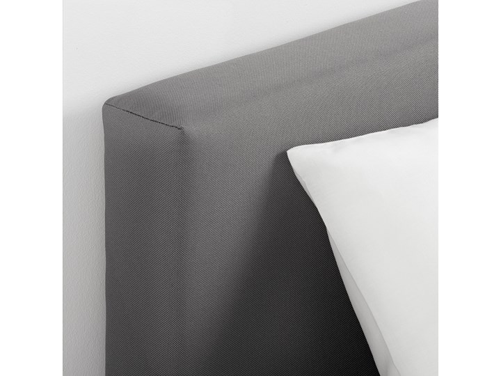 IKEA SVELGEN Tapicerowana rama łóżka z materacem, z wezgłowiem/szary, 90x200 cm Tkanina Łóżko tapicerowane Styl Skandynawski