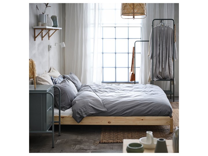 IKEA UTÅKER Łóżko sztaplowane, sosna, 80x200 cm Podwójne Drewno Kolor Beżowy