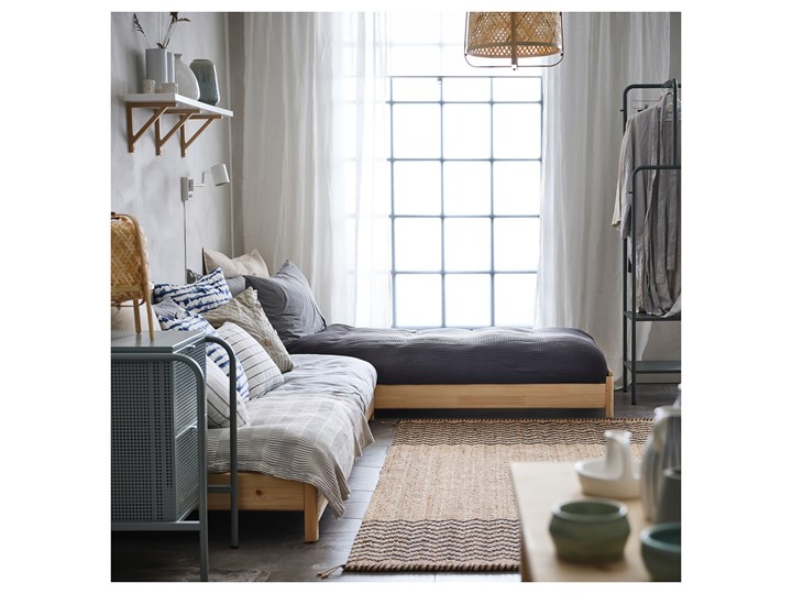 IKEA UTÅKER Łóżko sztaplowane, sosna, 80x200 cm Podwójne Drewno Kolor Beżowy