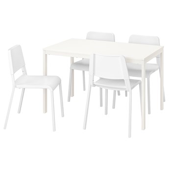 IKEA VANGSTA / TEODORES Stół i 4 krzesła, biały/biały, 120/180 cm