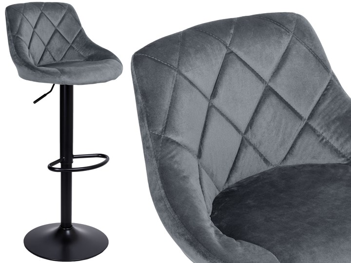 Krzesło obrotowe Cydro Black grafitowe Velvet Głębokość 38 cm Kolor Szary Skóra Welur Metal Tkanina Pomieszczenie Kuchnia