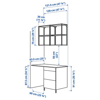 IKEA ENHET Regał, antracyt/imitacja betonu, 121.5x63.5x222 cm