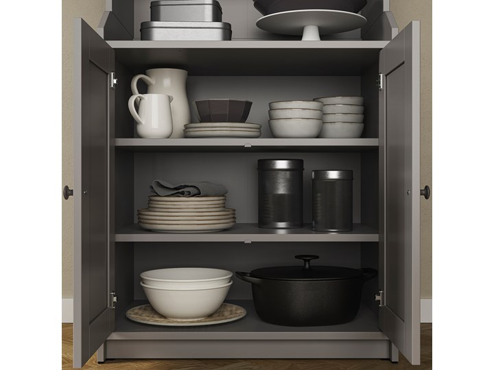 IKEA HAUGA Regał, Szary, 279x46x199 cm Płyta meblowa Płyta laminowana Płyta MDF Pomieszczenie Pokój nastolatka