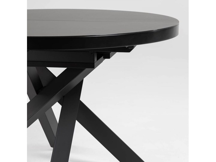 Okrągły stół rozsuwany Vashti czarny Ø 120 (160) cm Płyta MDF Szkło Stal Długość(n) 120 cm Średnica 120 cm