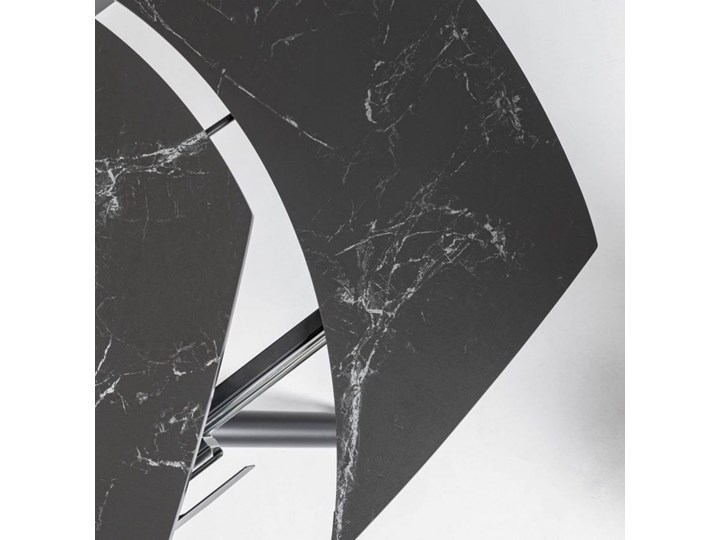 Rozkładany stół Yodalia 130(190)x 100cm porcelanowy ze stalowymi nogami , czarnym wykończeniem Szkło Płyta MDF Ceramika Wysokość 78 cm Kolor Biały