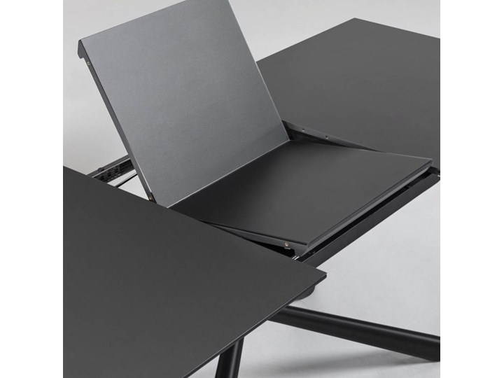 Rozkładany stół Theone 160(210)x90 cm szklany Szkło Płyta MDF Stal Kolor Czarny Kształt blatu Prostokątny