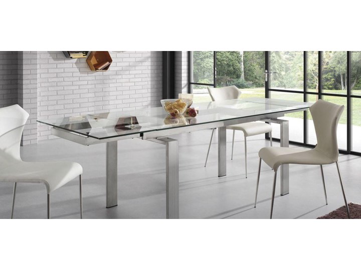 Stół rozkladany Nara przezroczysty 160 (240) x 85 cm Stal Szkło Pomieszczenie Stoły do salonu