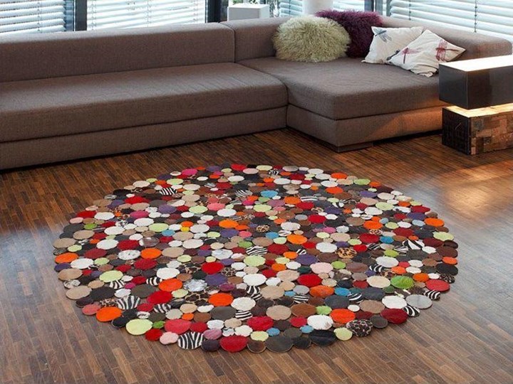 Dywan Circle Ø150 cm kolorowy Dywany Skóry Kategoria Dywany Okrągły Skóra 150x150 cm Pomieszczenie Przedpokój