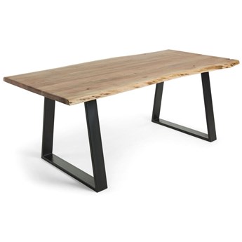 Stół Alaia z litego drewna akacjowego i stali nogi z czarnym wykończeniem 160 x 90 cm