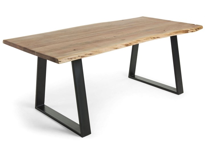 Stół Alaia z litego drewna akacjowego i stali nogi z czarnym wykończeniem 160 x 90 cm Metal Drewno Kategoria Stoły kuchenne