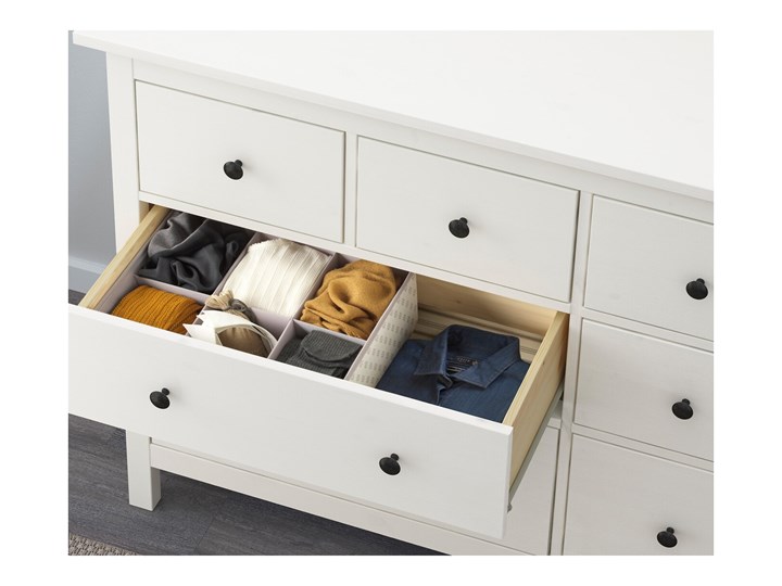 IKEA HEMNES Komoda, 8 szuflad, Biała bejca, 160x96 cm Drewno Z szufladami Głębokość 50 cm Szerokość 160 cm Pomieszczenie Salon