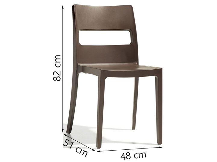 Krzesło Sai 48x82 cm brązowe Głębokość 51 cm Tworzywo sztuczne Szerokość 48 cm Typ Tradycyjne