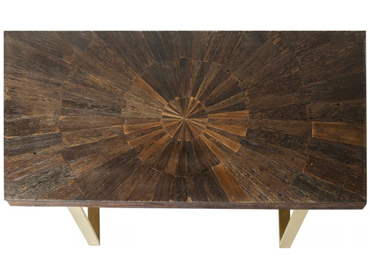Stół brązowy drewniany recyklingowany blat mango złote metalowe nogi 180x90 cm Stal Kategoria Stoły kuchenne Drewno Szkło Pomieszczenie Stoły do kuchni