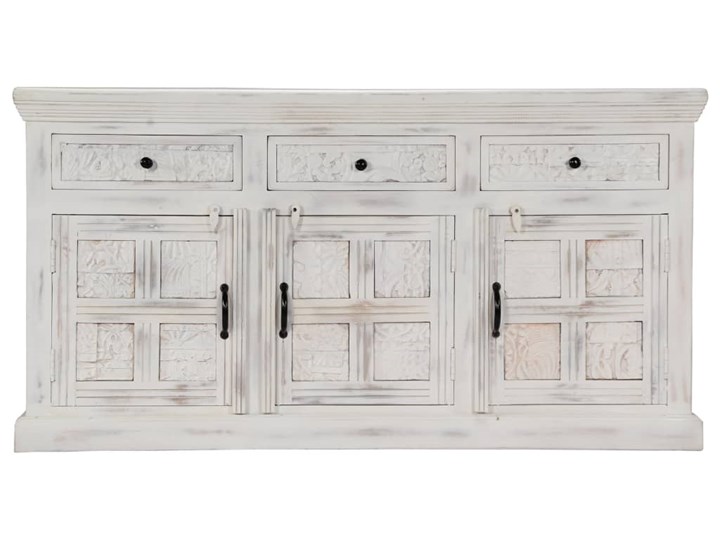 vidaXL Komoda, biała, 140x40x74 cm, lite drewno mango Kategoria Komody Z szafkami i szufladami Szerokość 105 cm Głębokość 40 cm Szerokość 140 cm Pomieszczenie Sypialnia