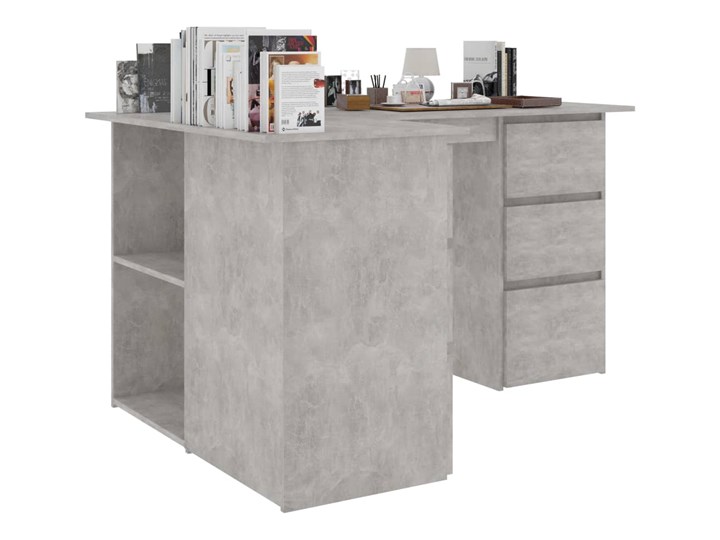 vidaXL Biurko narożne, szarość betonu, 145x100x76 cm, płyta wiórowa Szerokość 145 cm Biurko komputerowe Płyta MDF Głębokość 100 cm Szerokość 100 cm Kategoria Biurka