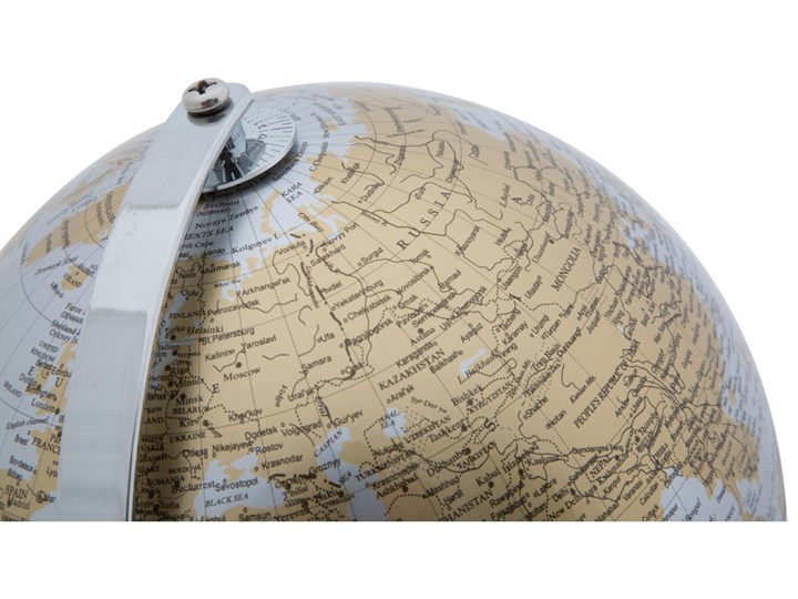 Dekoracja na stół w kolorze srebrno-złotym Mauro Ferretti Globe, wys. 28 cm Metal Tworzywo sztuczne Globusy Kolor Srebrny Kategoria Figury i rzeźby