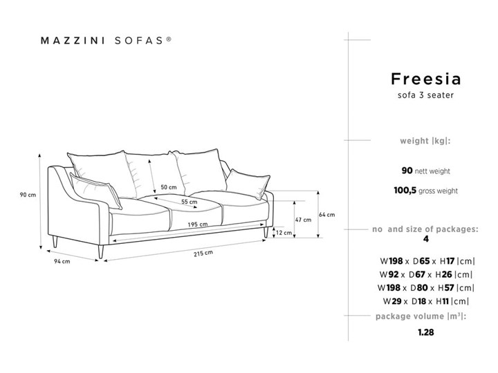 Czerwona rozkładana sofa ze schowkiem Mazzini Sofas Freesia, 215 cm Pomieszczenie Salon Głębokość 135 cm Materiał obicia Tkanina