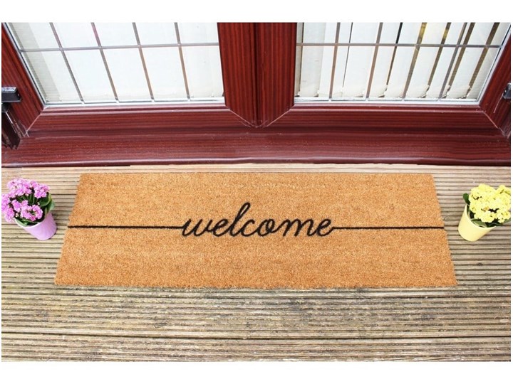 Podłużna wycieraczka Artsy Doormats Welcome, 120x40 cm Włókno kokosowe Kolor Beżowy