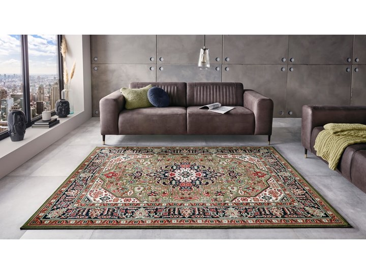 Zielony dywan Nouristan Skazar Isfahan, 120x170 cm Prostokątny Syntetyk Juta Dywany Wzór Orientalny