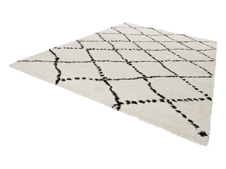 Beżowo-czarny dywan Mint Rugs Hash, 200x290 cm Prostokątny Syntetyk Wzór Geometryczny Dywany Juta Kolor Biały