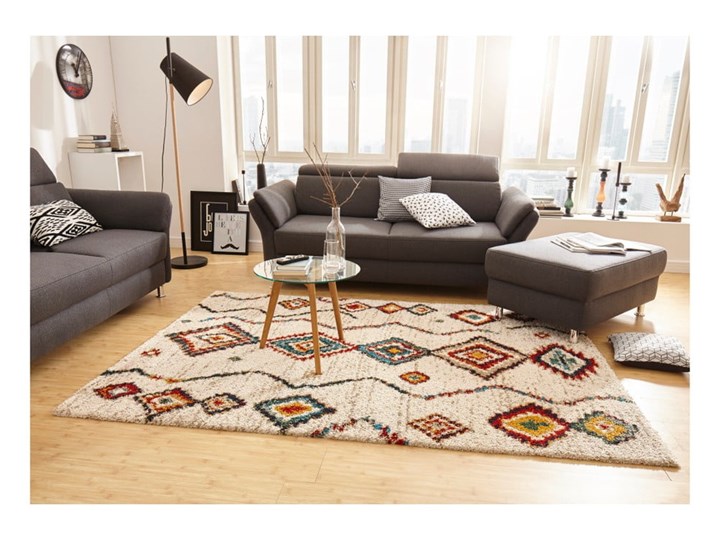 Kremowy dywan Mint Rugs Geometric, 200x290 cm Prostokątny Dywany Syntetyk Kolor Wielokolorowy Wzór Abstrakcyjny