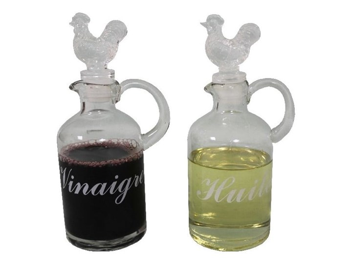 Zestaw butelek na olej i ocet Antic Line Hen Szkło Kategoria Butelki Dekoracyjna Kolor Biały