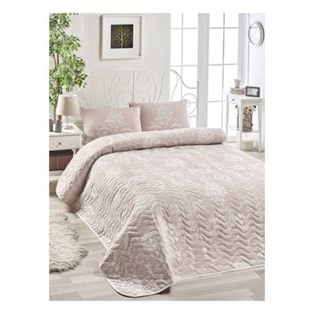 Zestaw narzuty na łóżko i 2 poszewek na poduszkę z domieszką bawełny EnLora Home Kralice Pink, 200x220 cm