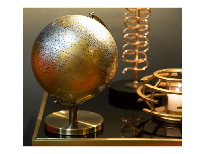 Dekoracja na stół w kolorze złoto-srebrnym Mauro Ferretti Globe, wysokość 28 cm Tworzywo sztuczne Globusy Kolor Złoty Metal Kategoria Figury i rzeźby