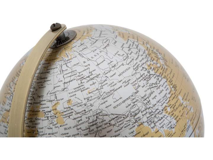 Dekoracja na stół w kolorze złoto-srebrnym Mauro Ferretti Globe, wysokość 28 cm Globusy Tworzywo sztuczne Kategoria Figury i rzeźby Metal Kolor Złoty