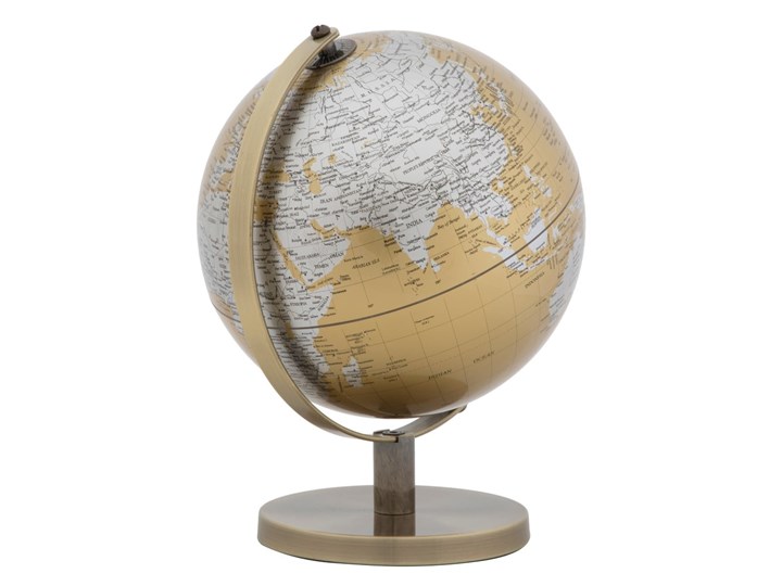 Dekoracja na stół w kolorze złoto-srebrnym Mauro Ferretti Globe, wysokość 28 cm Tworzywo sztuczne Globusy Metal Kolor Złoty
