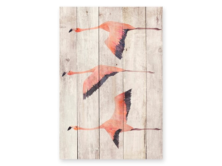 Dekoracja ścienna z drewna sosnowego Madre Selva Flying Flamingo, 60x40 cm Kategoria Dekor ścienny