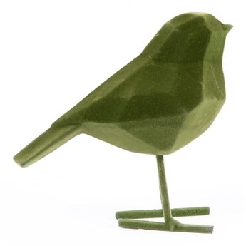 Ciemnozielona figurka dekoracyjna w kształcie ptaszka PT LIVING Bird, wys. 17 cm