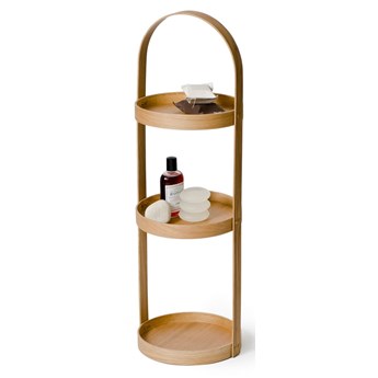 Regał łazienkowy z drewna dębowego Wireworks Round Caddy Mezza, 3 półki