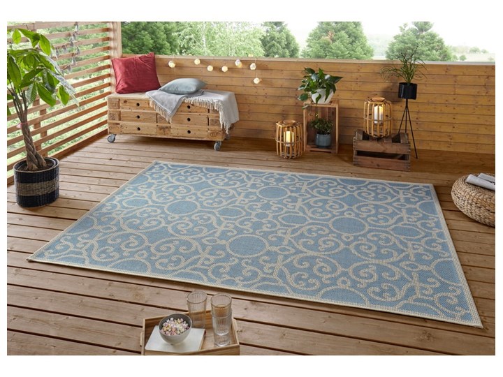 Niebiesko-beżowy dywan odpowiedni na zewnątrz Bougari Nebo, 200x290 cm Dywany Prostokątny Syntetyk Pomieszczenie Salon