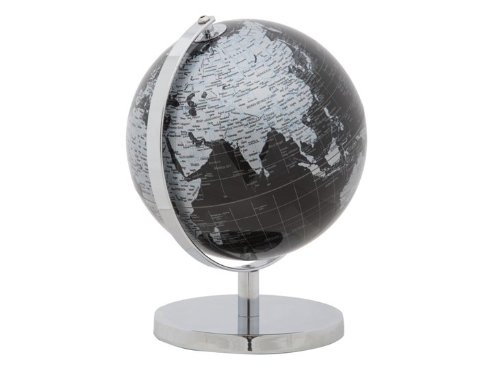 Czarny globus dekoracyjny Mauro Ferretti Tworzywo sztuczne Kategoria Figury i rzeźby Globusy Kolor Srebrny