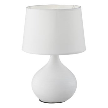 Biała lampa stołowa z ceramiki i tkaniny Trio Martin, wys. 29 cm