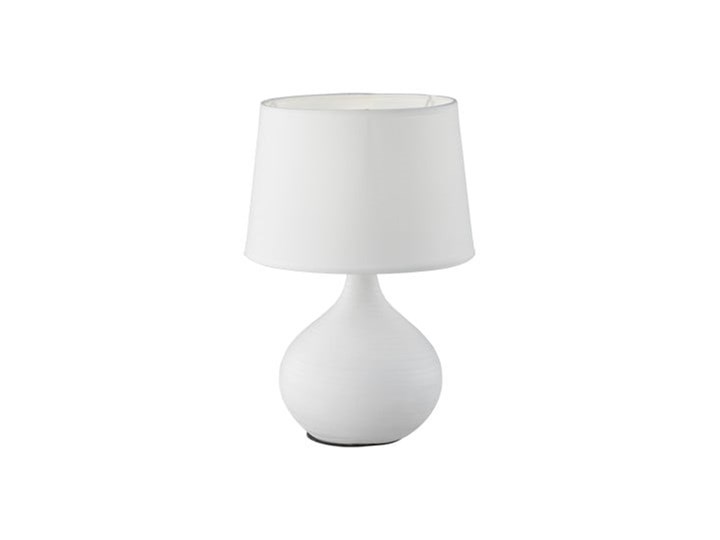 Biała lampa stołowa z ceramiki i tkaniny Trio Martin, wys. 29 cm Kolor Biały Lampa z abażurem Styl Klasyczny