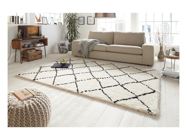 Beżowo-czarny dywan Mint Rugs Hash, 120x170 cm Juta Syntetyk Wzór Geometryczny Dywany Prostokątny Kategoria Dywany