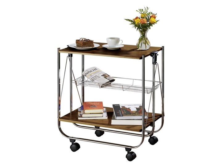 Regał na kółkach Wenko Serving Walnut Płyta MDF Kategoria Szafki kuchenne Metal Kolor Brązowy