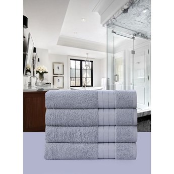 Zestaw 4 jasnoszarych ręczników bawełnianych Uni, 50x100 cm