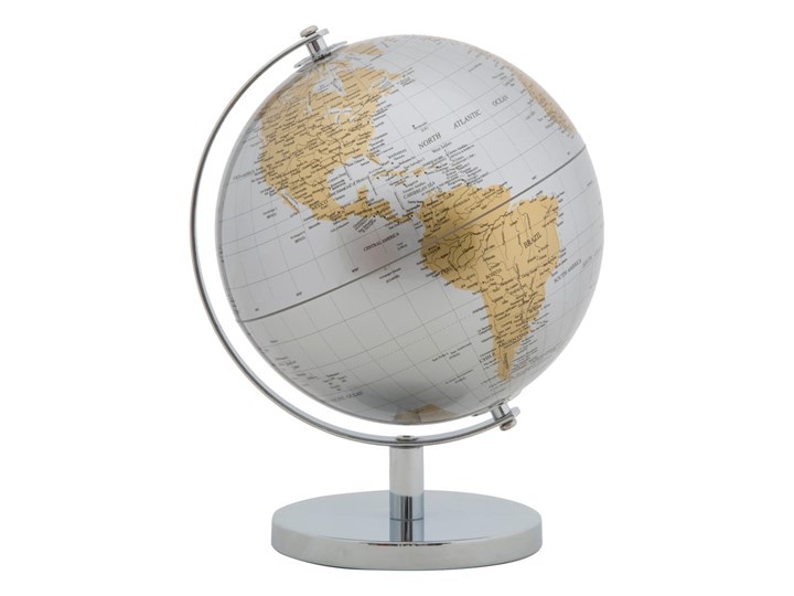 Dekoracja na stół w kolorze srebrno-złotym Mauro Ferretti Globe, wys. 28 cm Globusy Metal Tworzywo sztuczne Kolor Srebrny