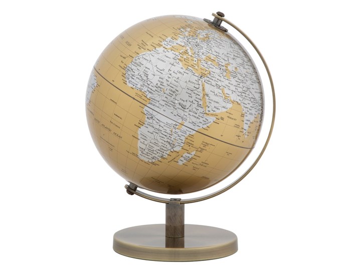 Dekoracja na stół w kolorze złoto-srebrnym Mauro Ferretti Globe, wysokość 28 cm Metal Kolor Złoty Tworzywo sztuczne Globusy Kategoria Figury i rzeźby