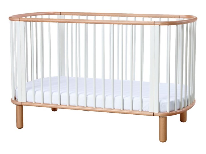 Białe łóżeczko dziecięce z drewna bukowego Flexa Baby, 70x140 cm