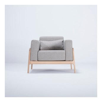 Fotel z konstrukcją z drewna dębowego z szarą tekstylną poduszką Gazzda Fawn
